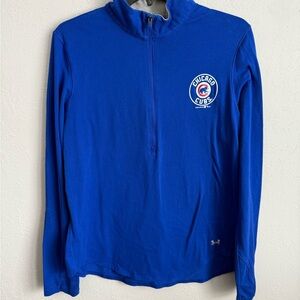 Womens L Blue Under Armour Chicago Cubs Athleisure Lightweight Long Sleeve Shirt